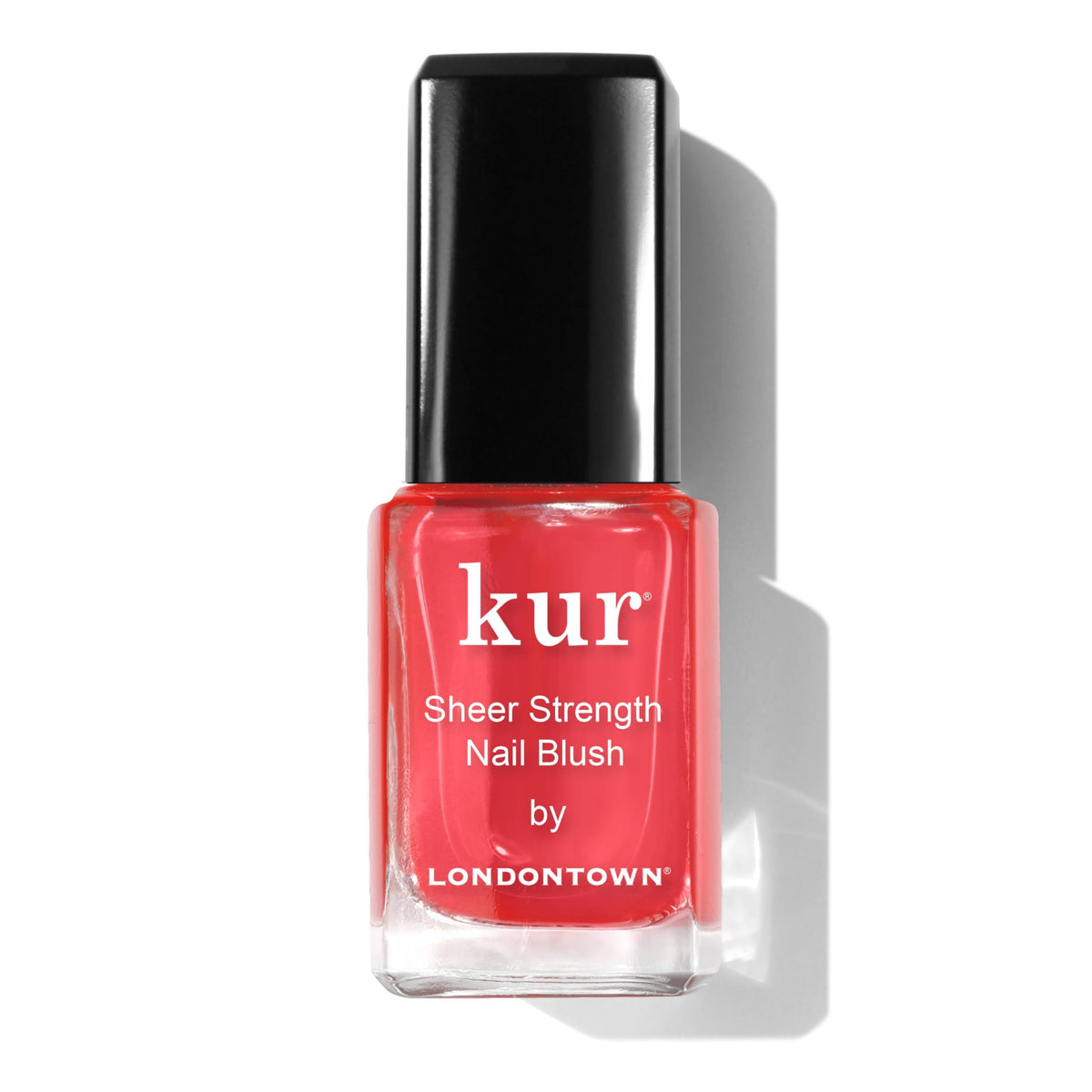 LONDONTOWN front packaging showing poppy tinted nail hardener benefit