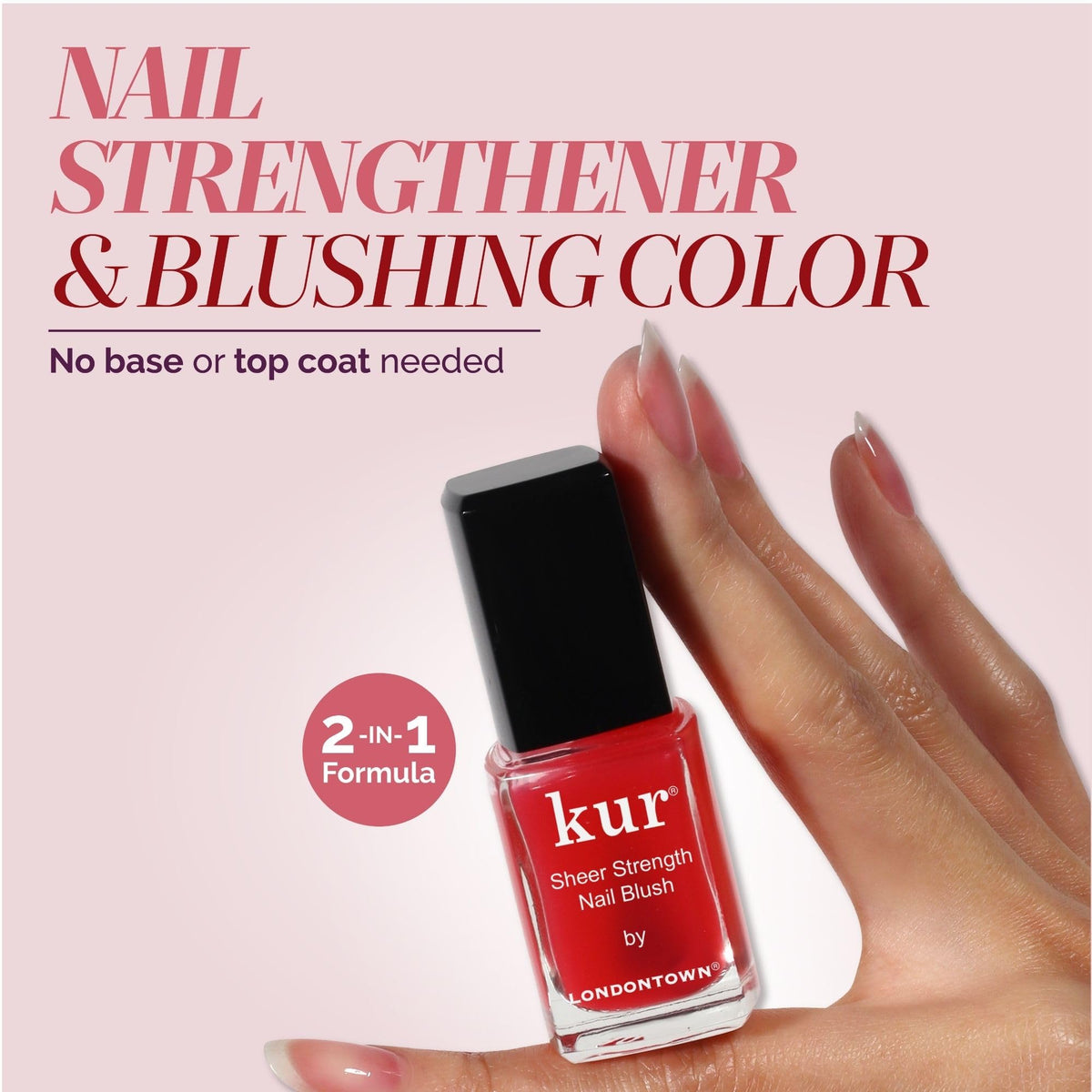 LONDONTOWN swatches card showing buildable poppy shades and finish