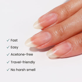 LONDONTOWN pad wiping away polish to show fast removal benefit
