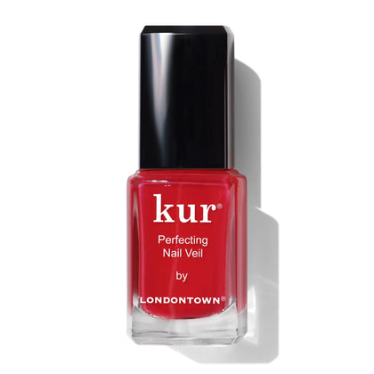 londontown bottle front view showing sheer poppy red and quick mani benefit