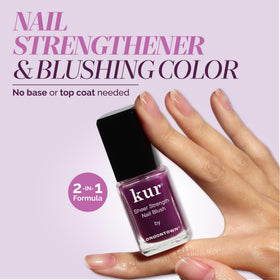 LONDONTOWN swatch on nail tip showing Concord tint and natural enhancement