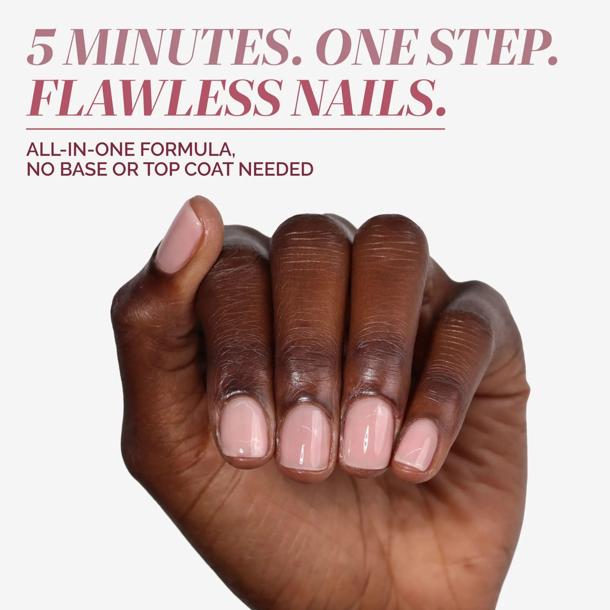 LONDONTOWN swatch on nail tip showing buildable dusty rose coverage