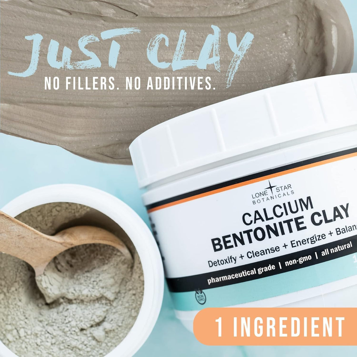 Lone Star Botanicals spoonful of clay ready to mix for customizable treatments