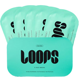 LOOPS front packaging showing five Clean Slate masks and product benefits