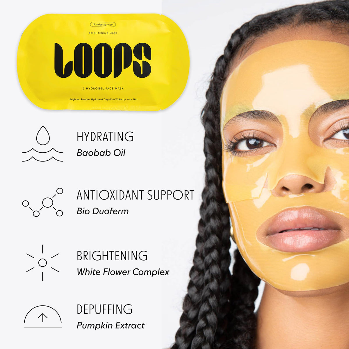 LOOPS lifestyle bathroom scene with masks for easy self-care moments