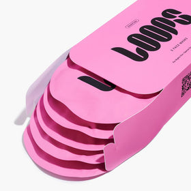 LOOPS mask on a vanity conveying a quick at-home spa benefit