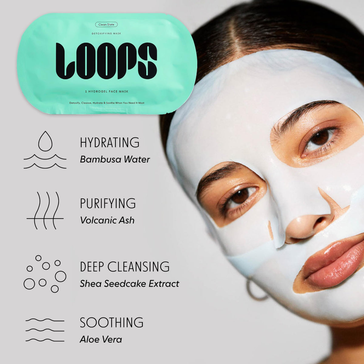 LOOPS mask in hand to show size and ease of application