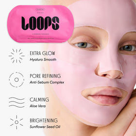 LOOPS two-piece mask applied on model demonstrating custom fit