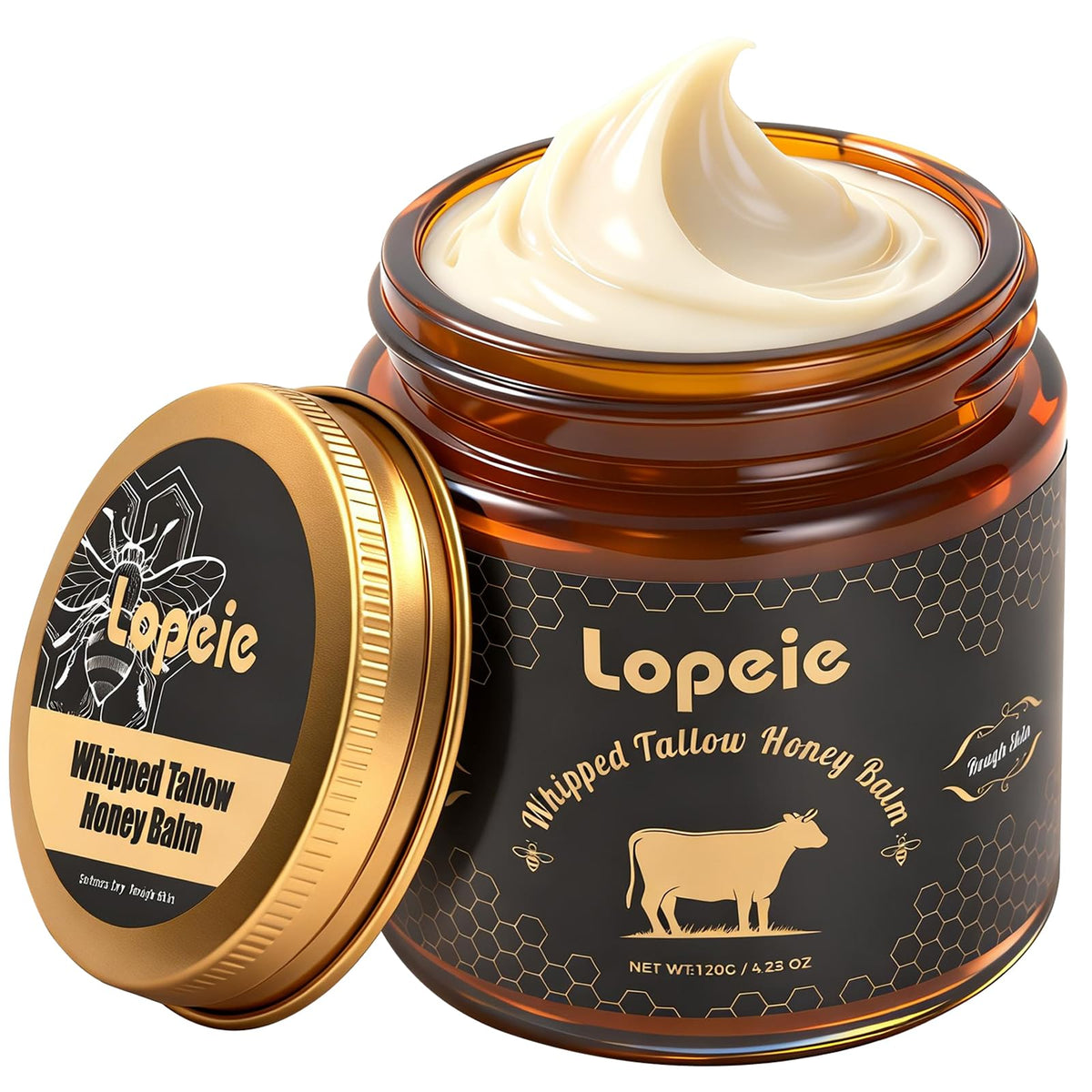Lopeie front jar packaging showing label and unscented balm, clear product benefit visible