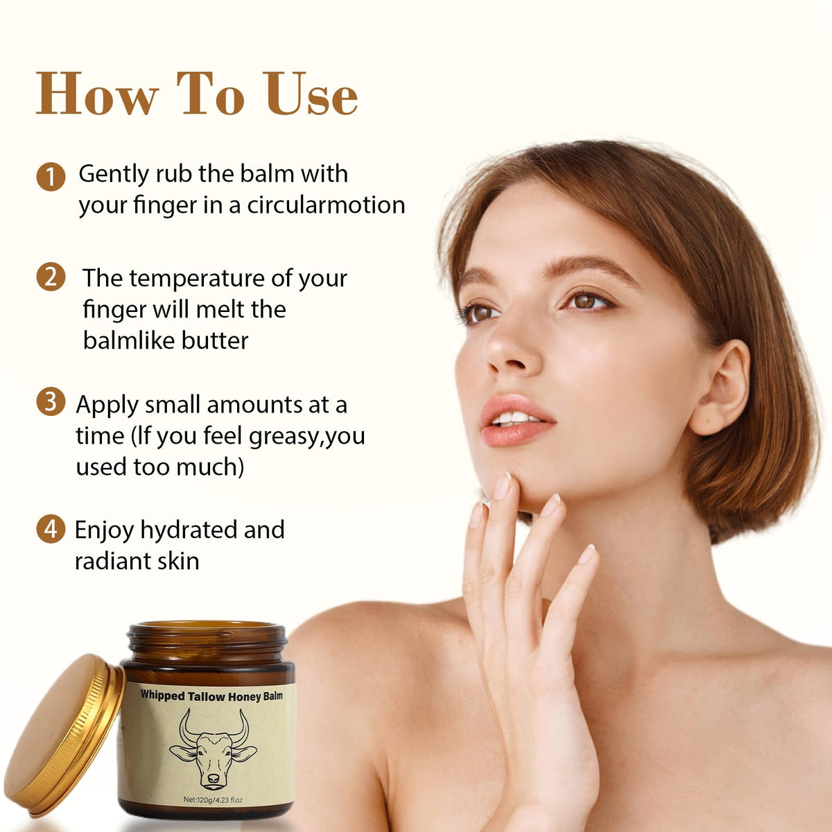 Lopeie whipped tallow texture close up showing airy, lightweight cream for quick absorption