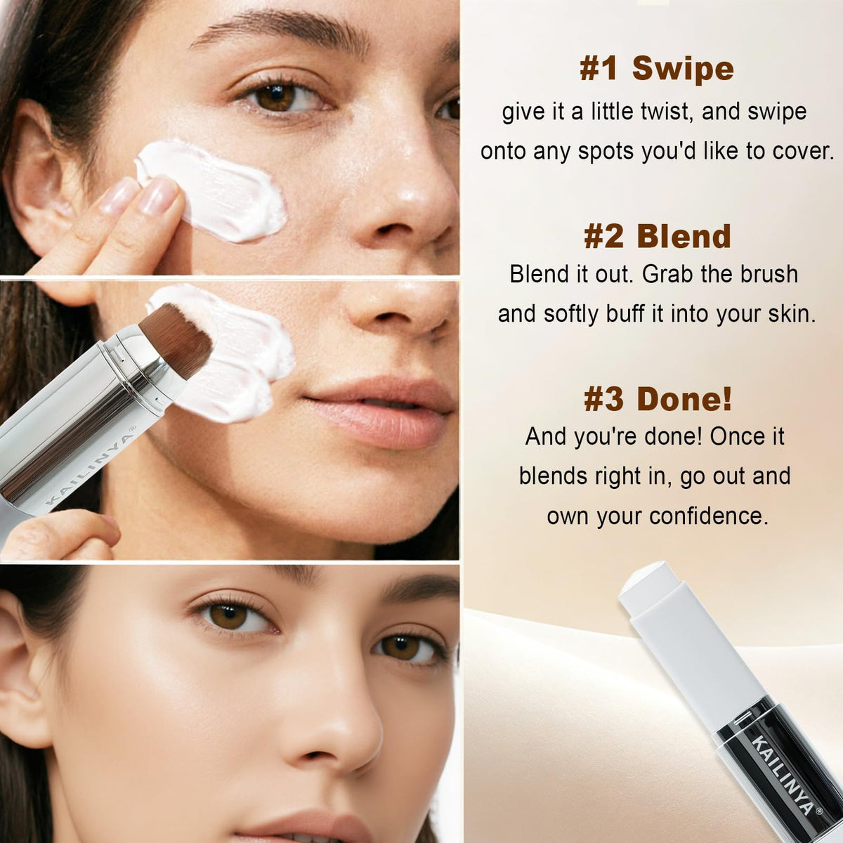 LOQOMI lifestyle image of on-the-go touch-up demonstrating long-lasting, waterproof benefit