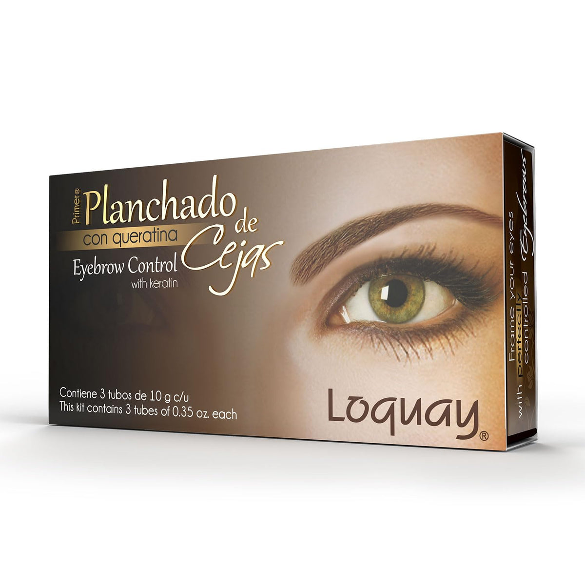 Loquay kit front packaging showing three tubes and brush, professional-ready organization