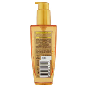 L'Oreal Paris Elvive oil texture close-up showing light, non-greasy sheen for quick absorption