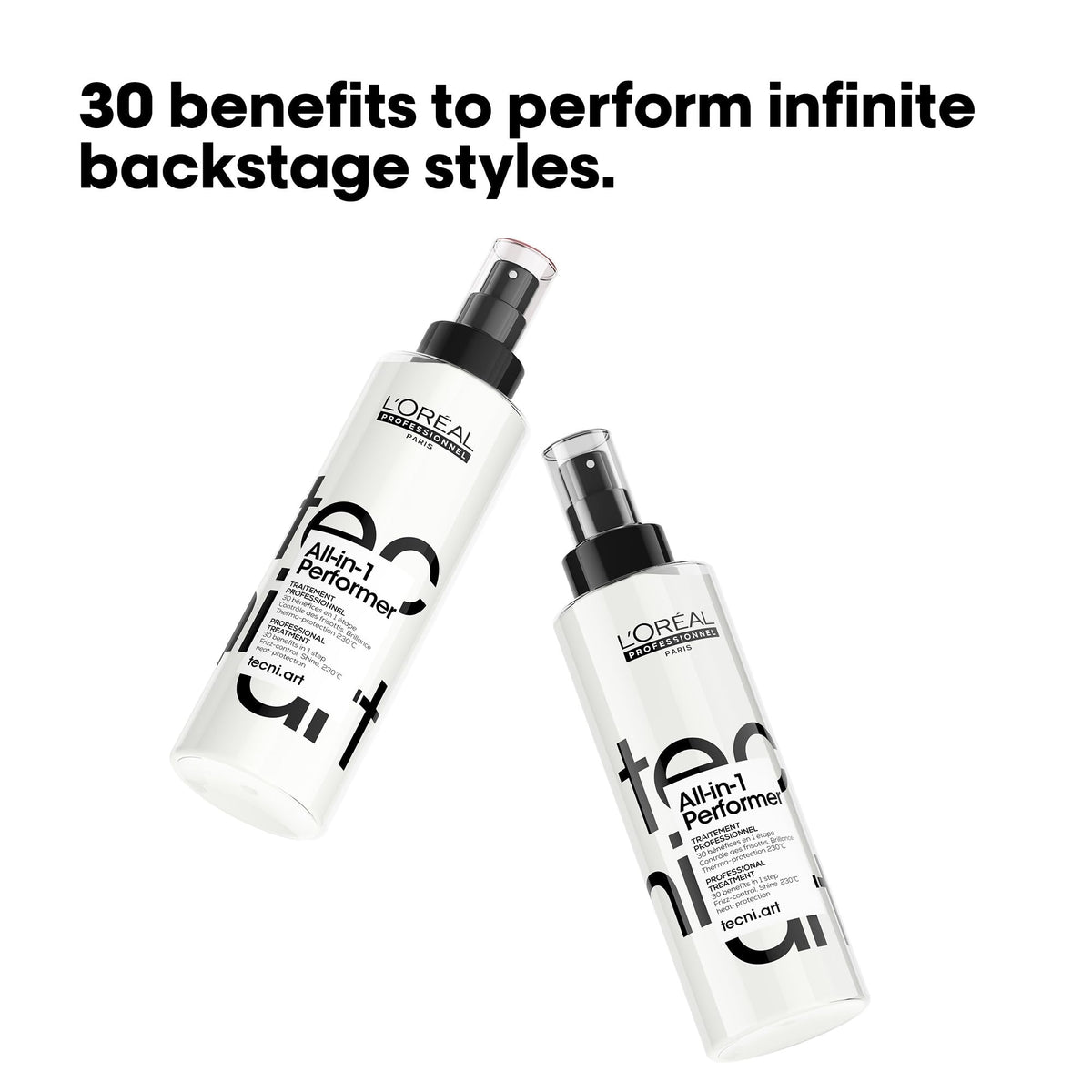 L'Oréal Professionnel bottle held in hand for scale, shows compact salon-friendly size