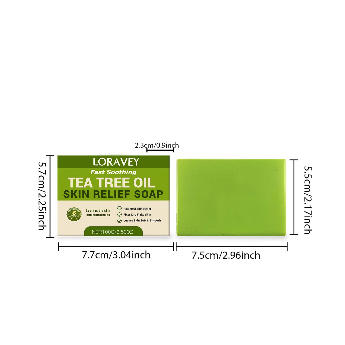 Loravey soap exfoliating particles detail showing gentle scrub action and smoother skin benefit
