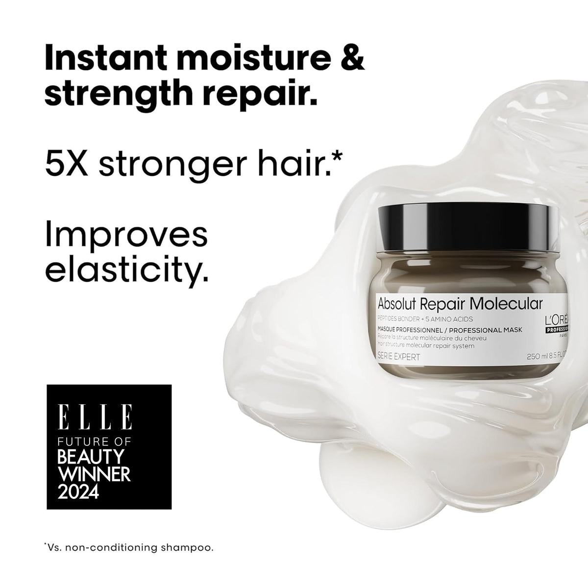L'Oréal Professionnel Paris creamy mask texture demonstrating easy absorption