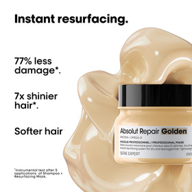 L'Oréal Professionnel applying mask to damp hair demonstrating repair and shine