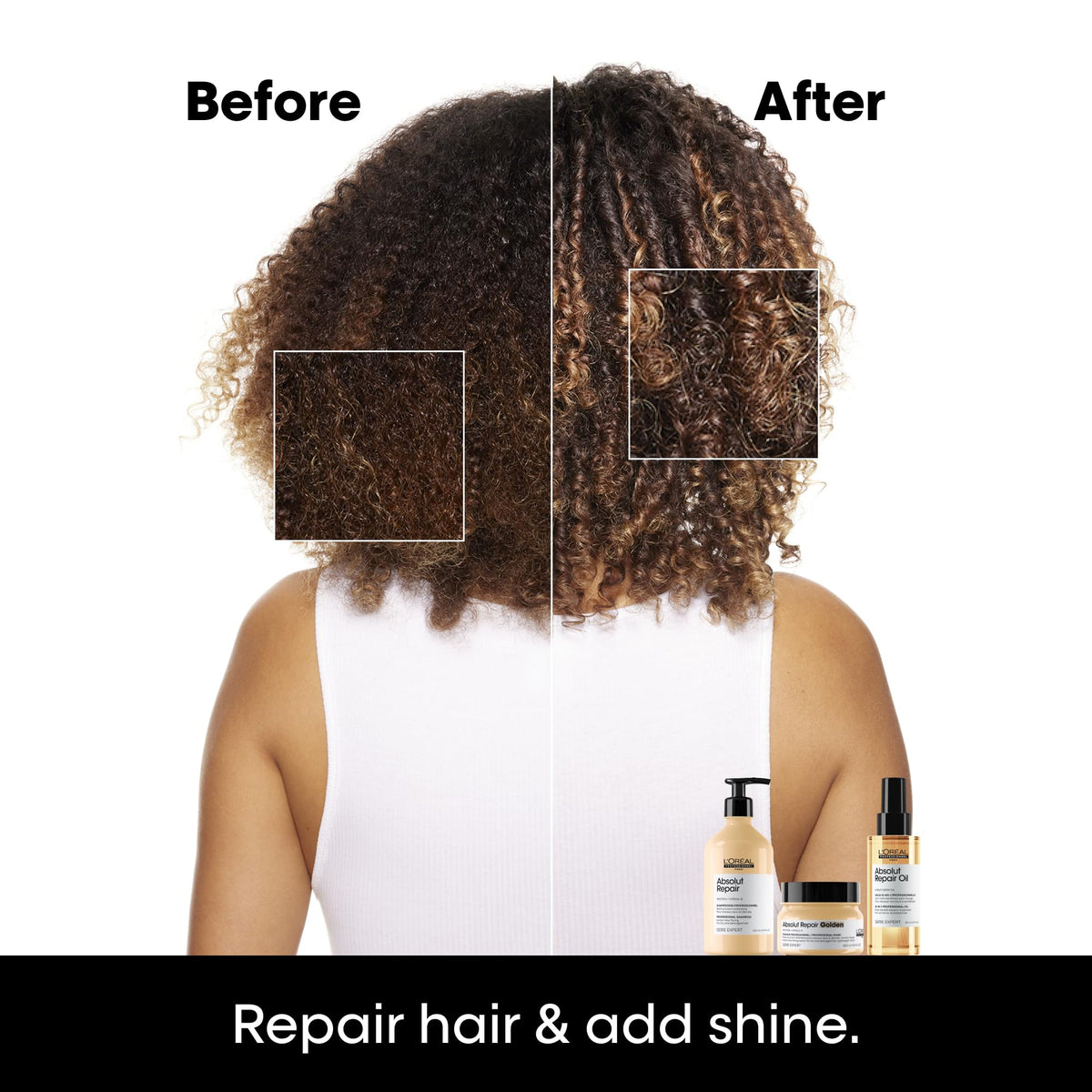 L'Oréal Professionnel golden mask creamy texture close-up for smooth soft results