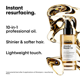 L'Oréal Professionnel oil droplet from pump illustrating controlled application and economy
