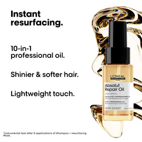 L'Oréal Professionnel Paris oil texture drop highlighting lightweight, non-greasy feel