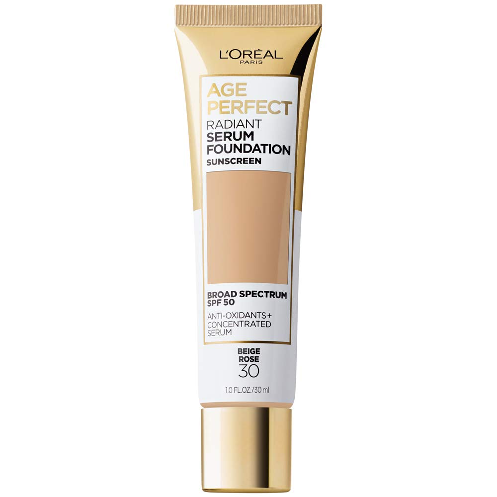 L'Oreal Paris foundation front bottle showing product and shade label, clear view benefit