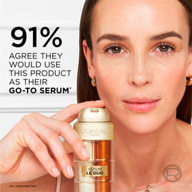 L'Oreal Paris serum dispenser open showing dual-phase pump for precise dosing
