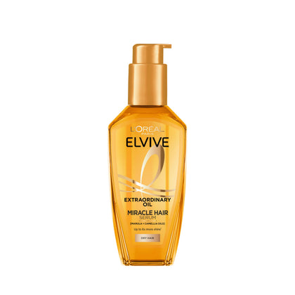 L'Oréal Paris Elvive front bottle showing volume and label, highlights convenience