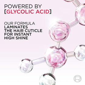L'Oreal Paris paired shampoo and conditioner bottles arranged to show coordinated gloss-boosting routine