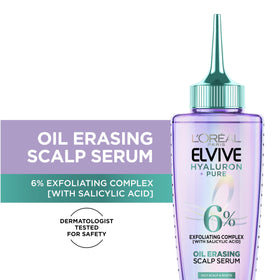 L'Oreal Paris Elvive serum pump dispensing a dose, benefit: easy controlled application