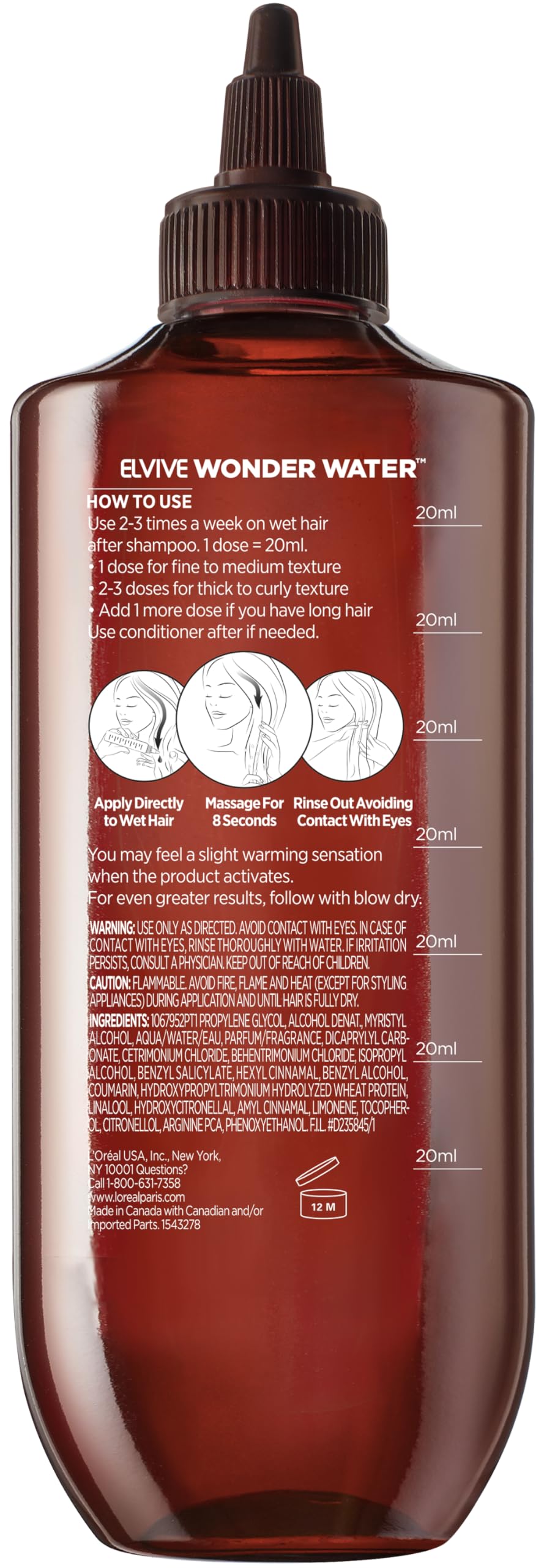 L'Oreal Paris bottle beside notebook showing 6.8 fl oz size and portability