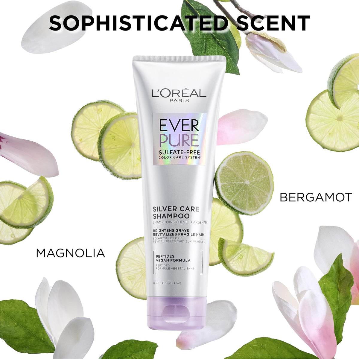 Close-up of peptides representation on L'Oreal Paris label for brightening