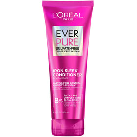 L'Oreal Paris bottle front view showing EverPure Iron Sleek branding and benefits