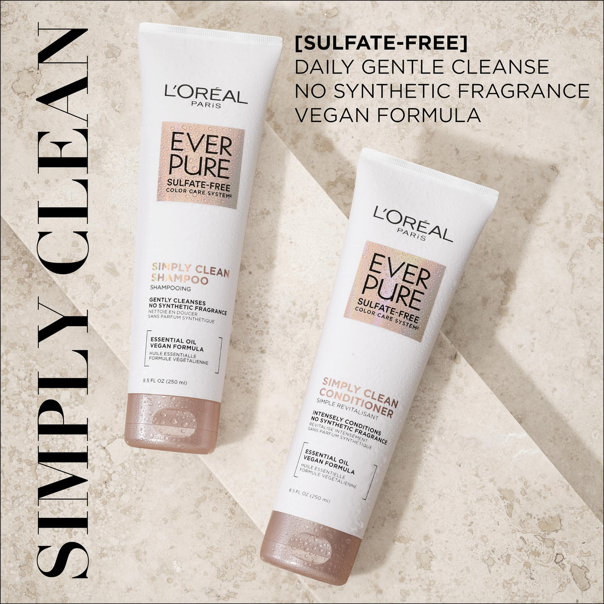 L'Oreal Paris label close-up showing rosemary graphic and ingredient focus for natural appeal