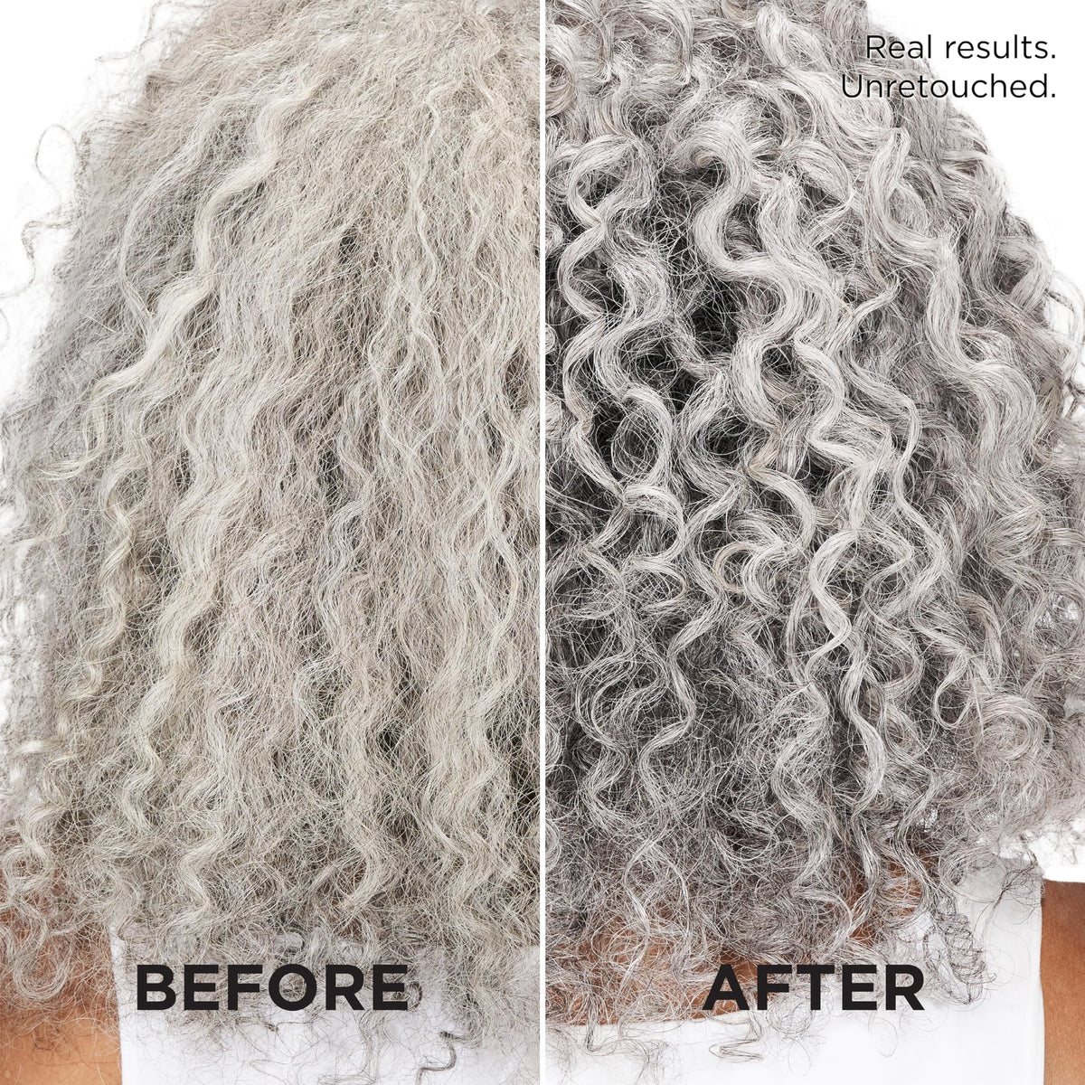 L'Oreal Paris EverPure lifestyle shot on gray-haired model showing brightness