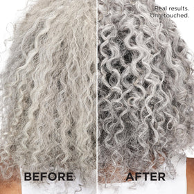 L'Oreal Paris EverPure lifestyle shot on gray-haired model showing brightness