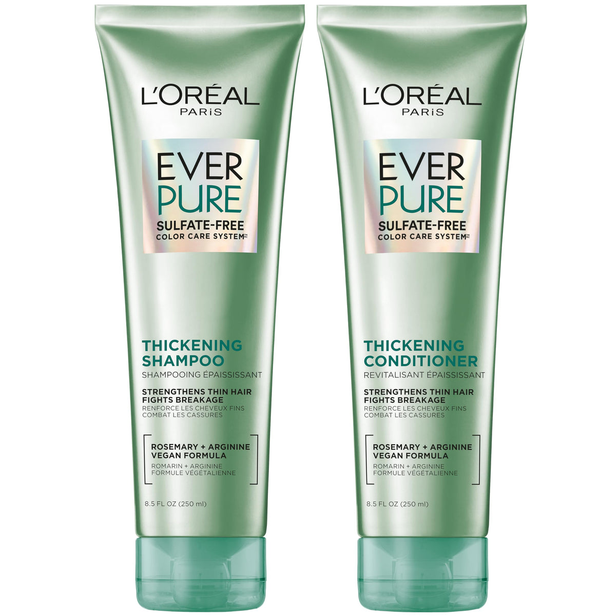 L'Oreal Paris front packaging showing both bottles and benefits