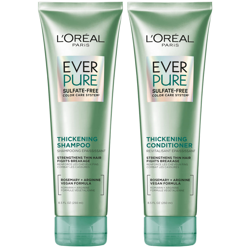 L'Oreal Paris front packaging showing both bottles and benefits
