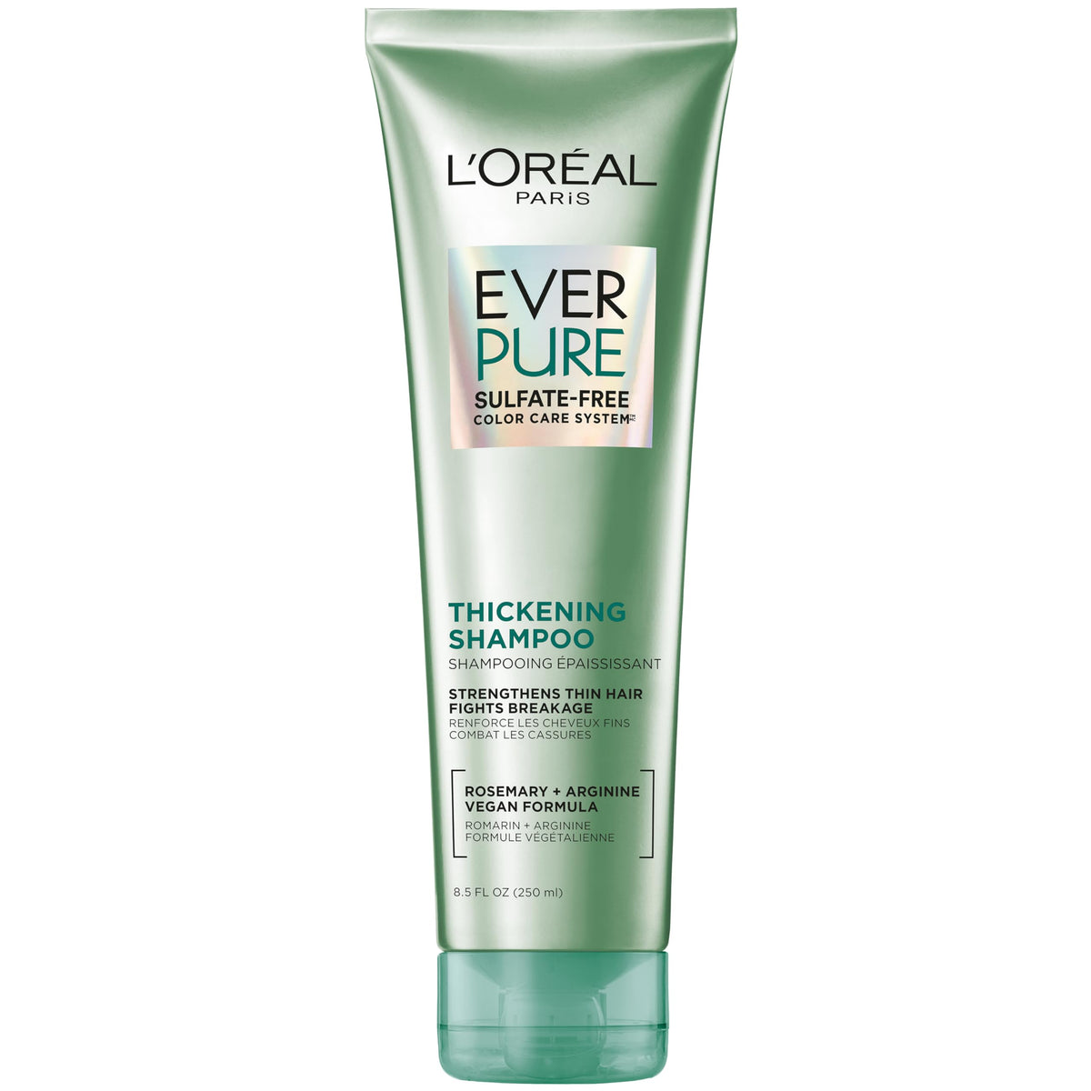 L'Oreal Paris front packaging showing EverPure thickening shampoo benefit