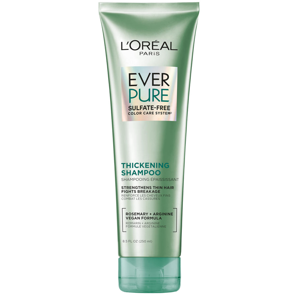 L'Oreal Paris front packaging showing EverPure thickening shampoo benefit