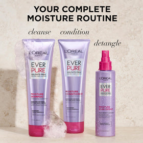 L'Oreal Paris EverPure applied to wet hair demonstrating hydration benefit