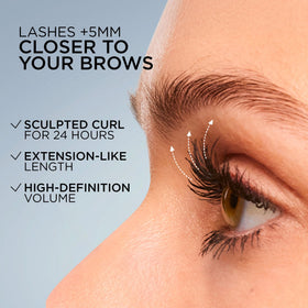 L'Oreal Paris before and after lashes showing visible length and curl