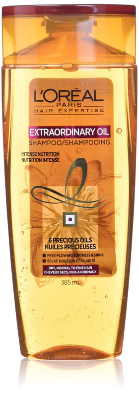 L'Oreal Paris front packaging showing nourishing shampoo benefits and size