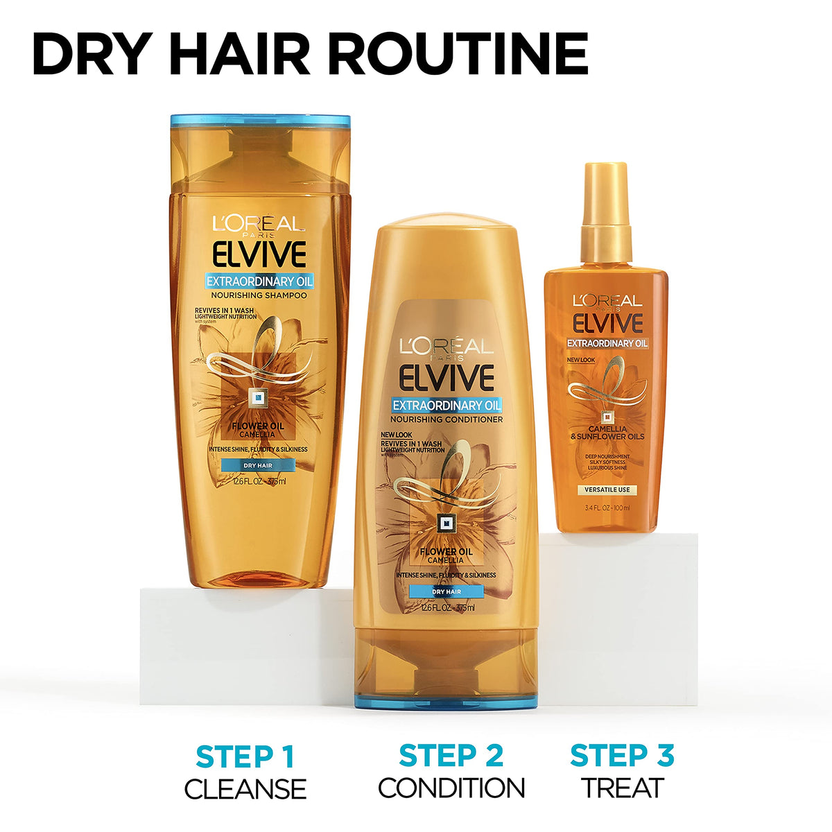 L'Oreal Paris shampoo in hand demonstrating easy application and slip