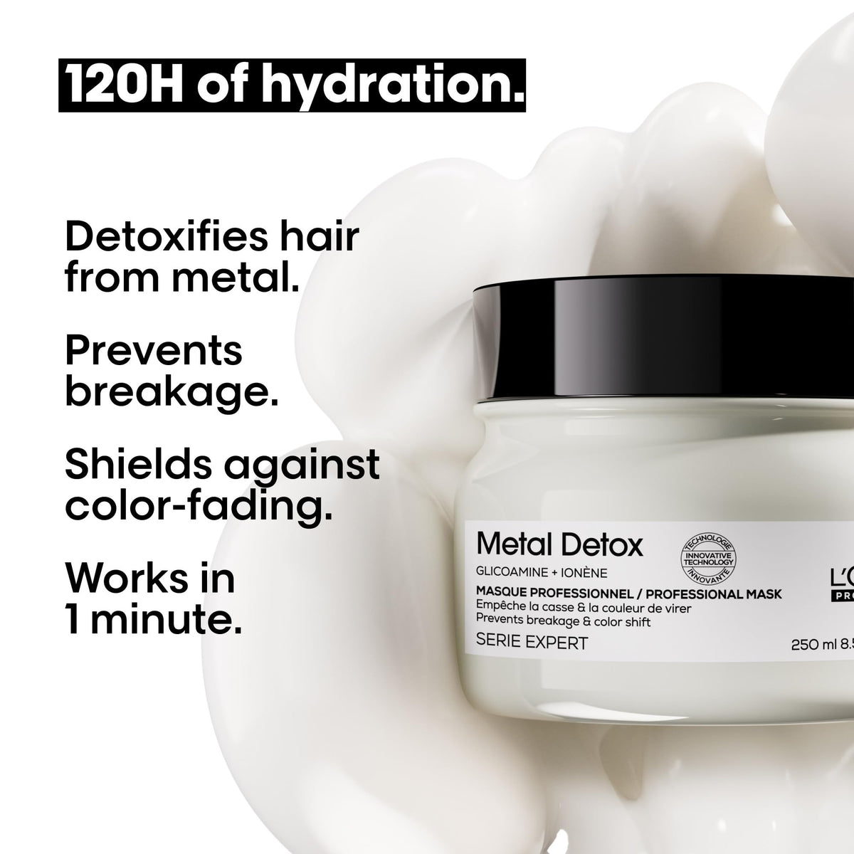 L'Oréal Professionnel Paris before and after on color-treated hair, improved shine