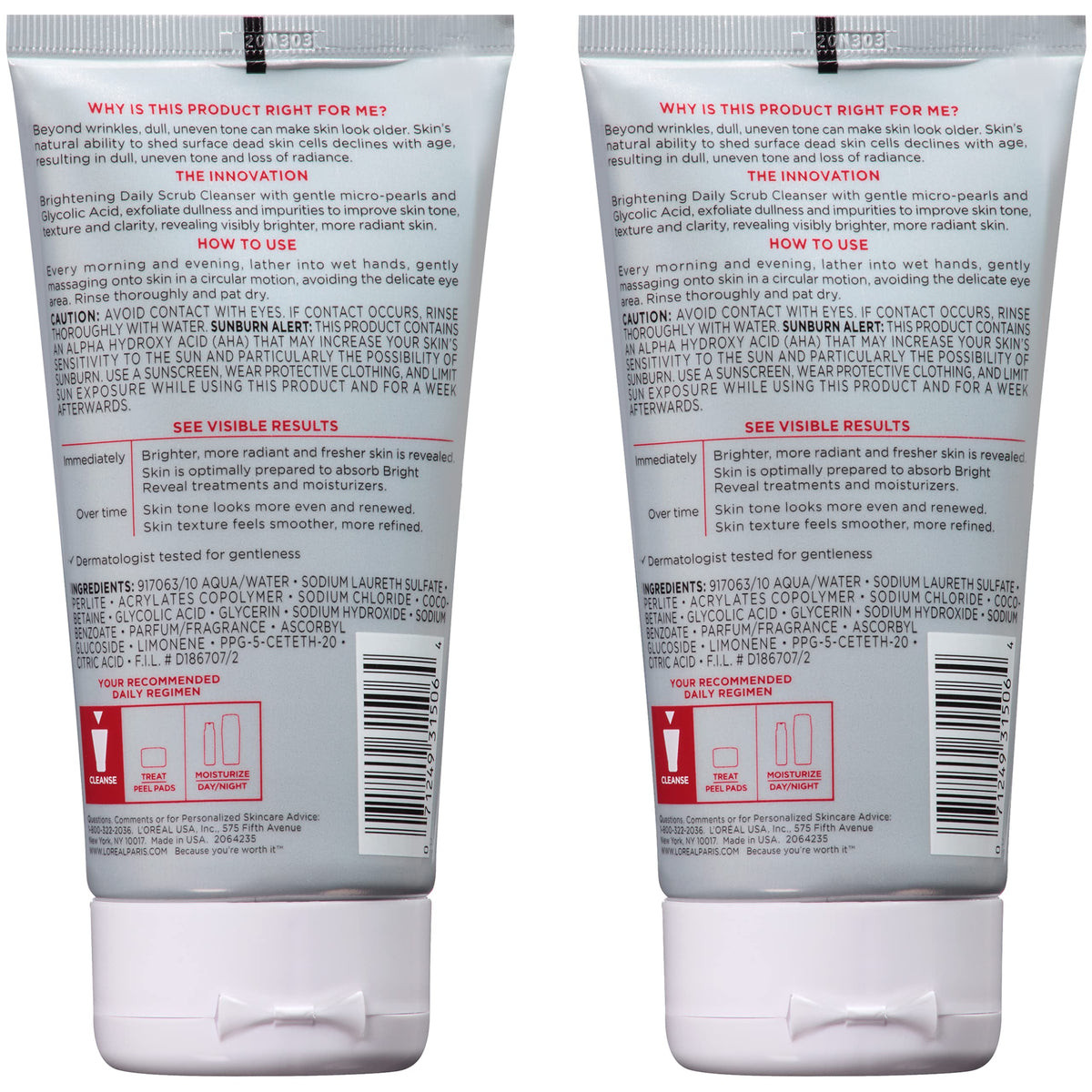L'Oreal Paris model after rinse showing smoother more radiant-looking skin