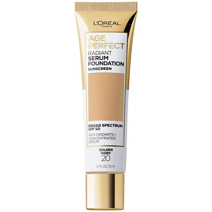 L'Oreal Paris front bottle showing golden ivory shade and compact design benefit visible shade.