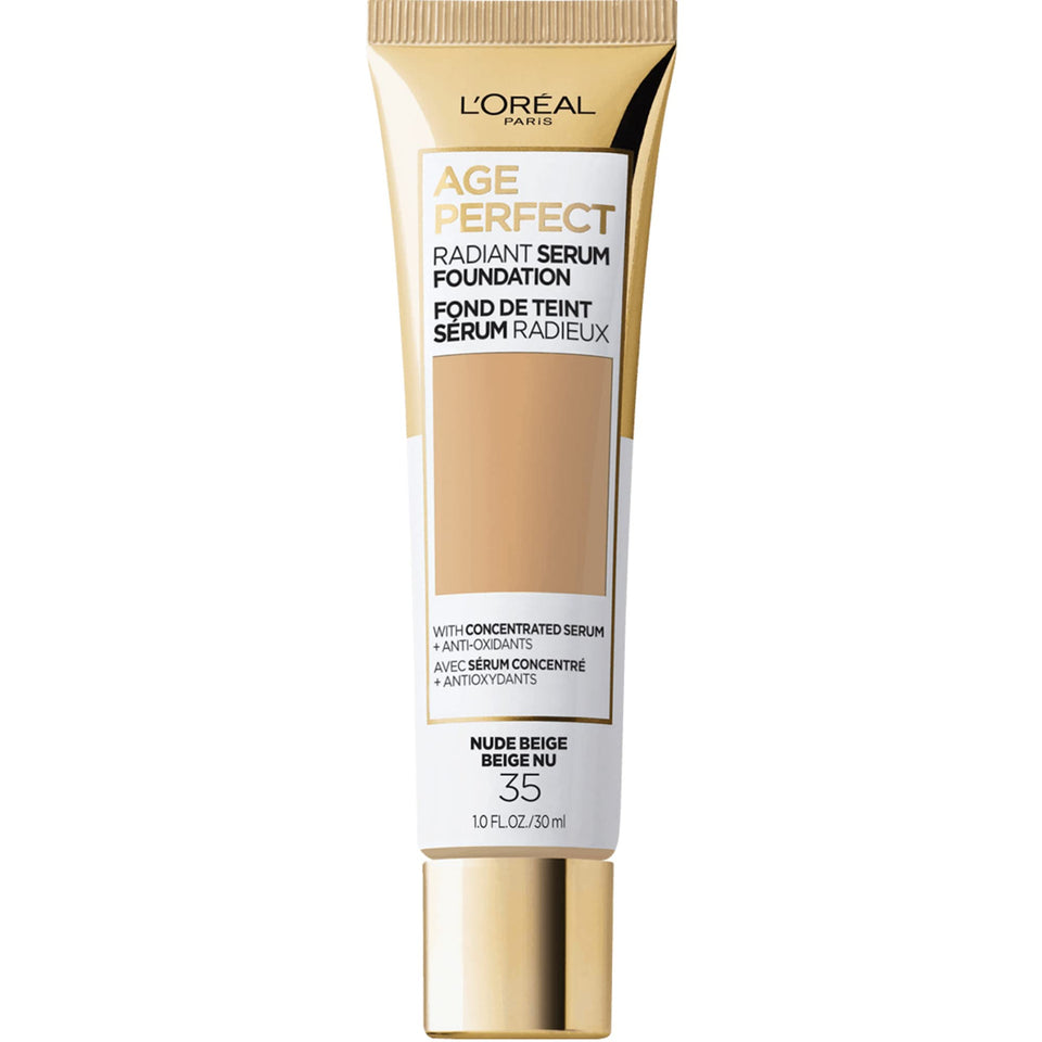 L'Oreal Paris front bottle showing product labeling and shade, highlights protection