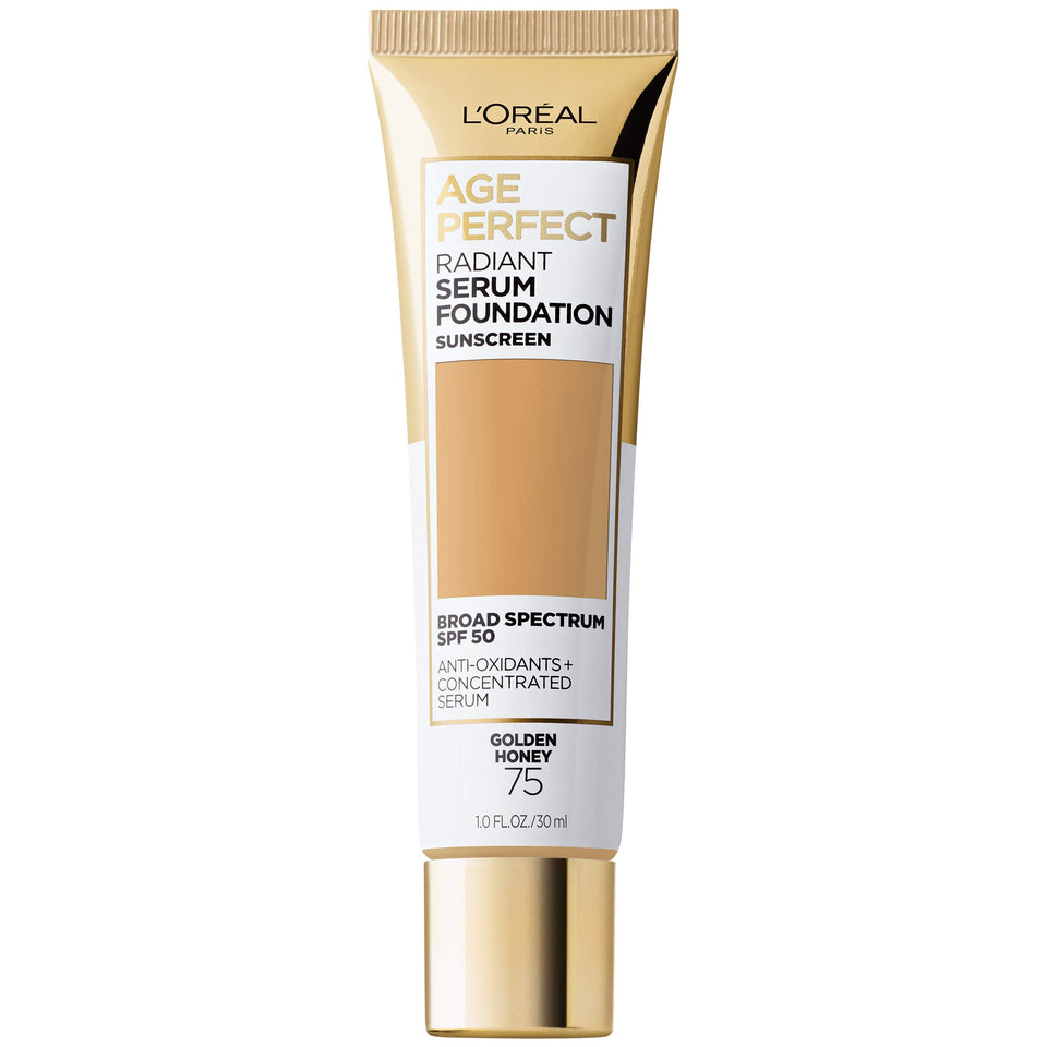 L'Oreal Paris front packaging showing bottle and shade information, clear product benefit