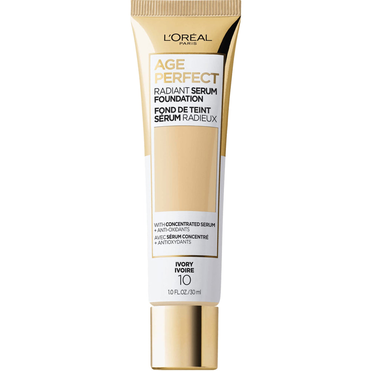 L'Oreal Paris front bottle shot showing Ivory shade and hydrating, SPF 50 benefit