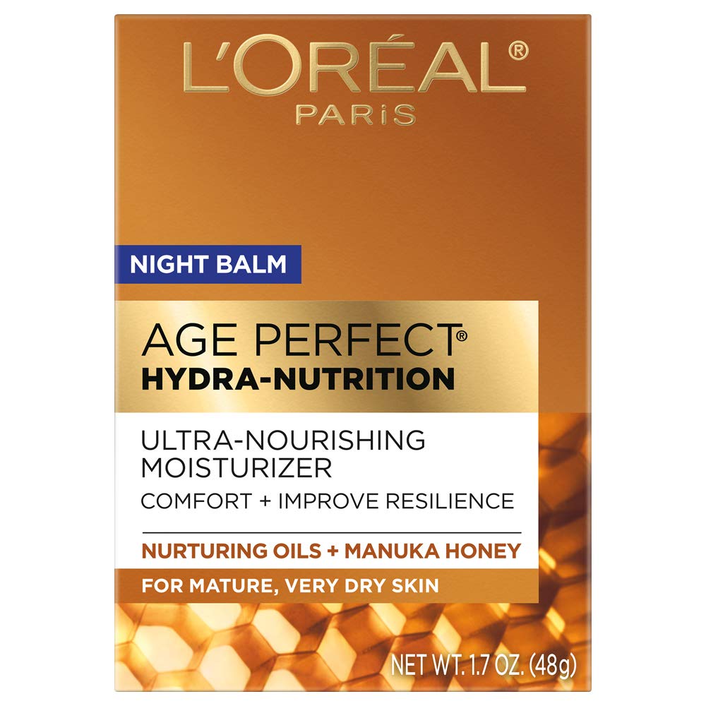 L'Oreal Paris night balm front jar showing label and rich cream benefits